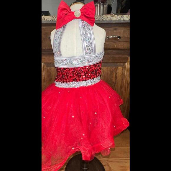Weisman Dance Red and Silver Sequin Dress Pageant Size SC - Picture 3 of 6